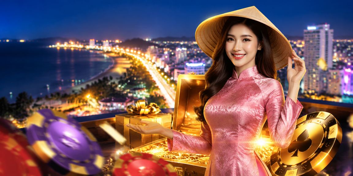 Người chơi thưởng thức casino trực tuyến bên bờ biển Mũi Né với trang phục áo dài